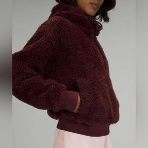 Lululemon Textured Fleece 2 Half Zip Sweater Hoodie  Red Merlot  US 4